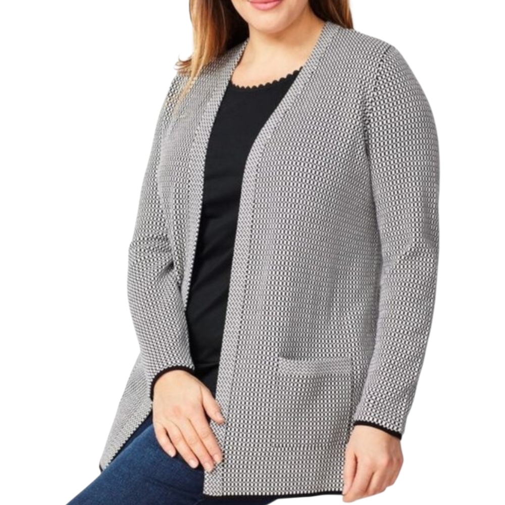 Talbots Black & White Open Cardigan Sweater Size 3X Petite‎